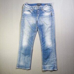 Silver Jeans Suki High Capri Super stretch women's W29/L22.5 hard washed blue